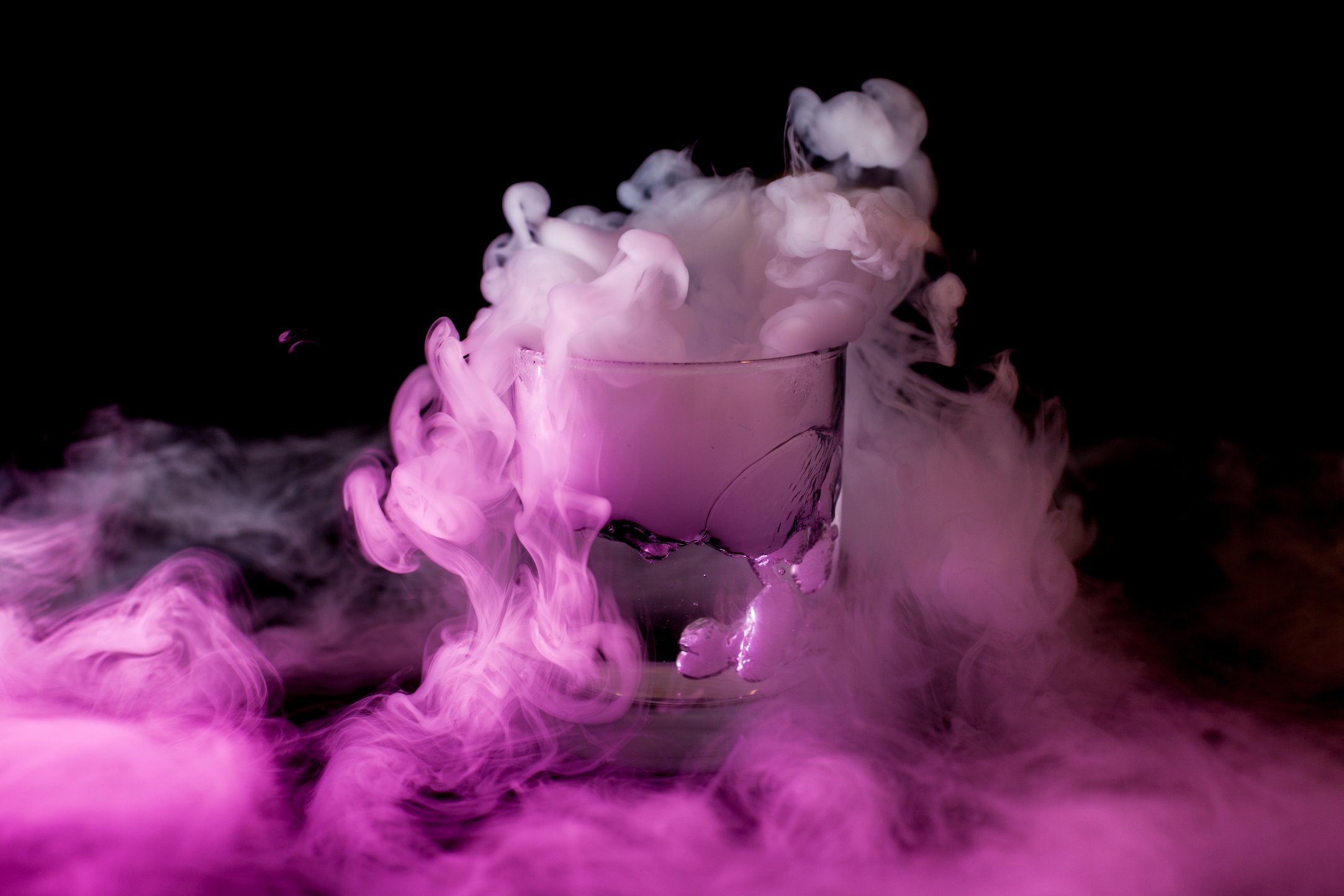 Glass with Smoke at Black  Background